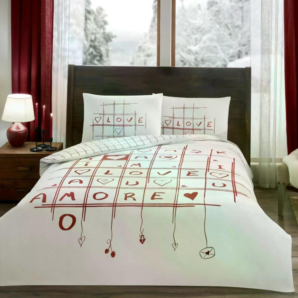 Taç 4672 Romenta Glow Çift Kişilik Nevresim Takımı Kırmızı