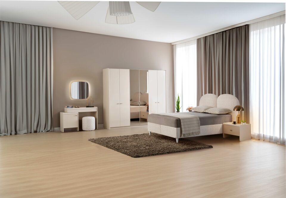 ARNO FLORİDA 6 KAPILI YATAK ODASI TAKIMI-BAŞLIKSIZ(DOLAP+ŞİFONYER+AYNA+KOMODİN)