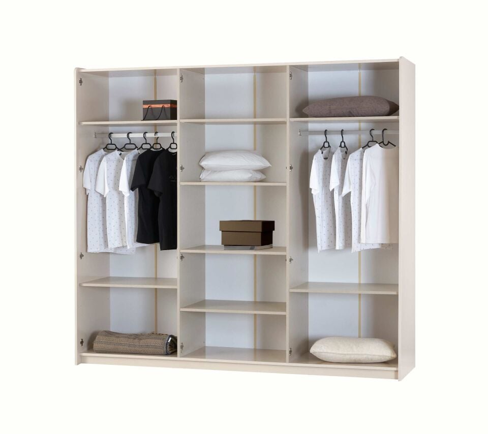 ARNO FLORİDA 6 KAPILI YATAK ODASI TAKIMI-BAŞLIKSIZ(DOLAP+ŞİFONYER+AYNA+KOMODİN)