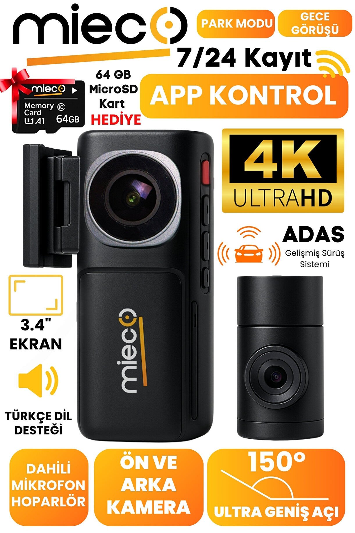 MİECO A7 ÖN+ARKA ARAÇ KAMERASI