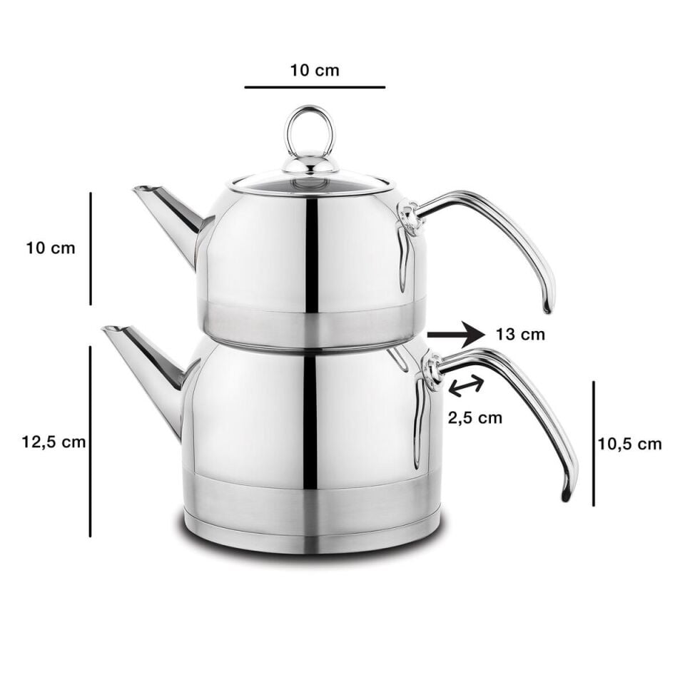 Schafer Ada Metal Çaydanlık Takımı - Orta, 4 Parça, Inox 05