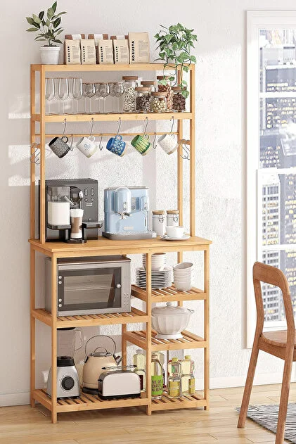 DİGİTHOME BAMBU DB-0033 8 RAFLI KAHVE KÖŞESİ