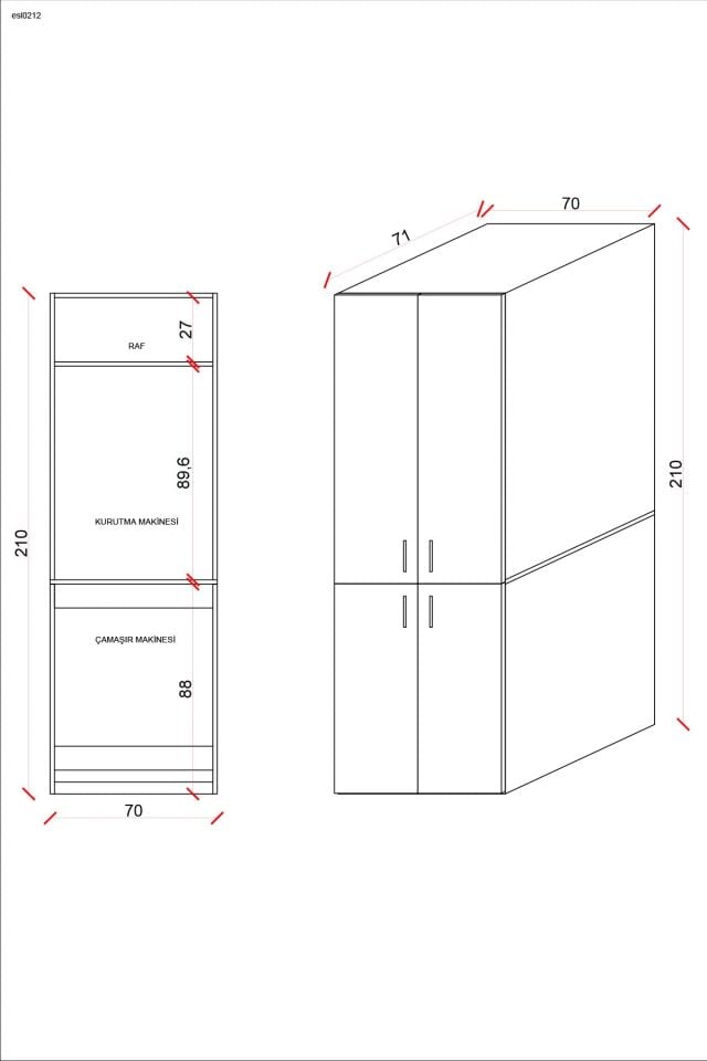 ASES ESL 0212 KAPAKLI ÇAMAŞIR KURUTMA DOLABI