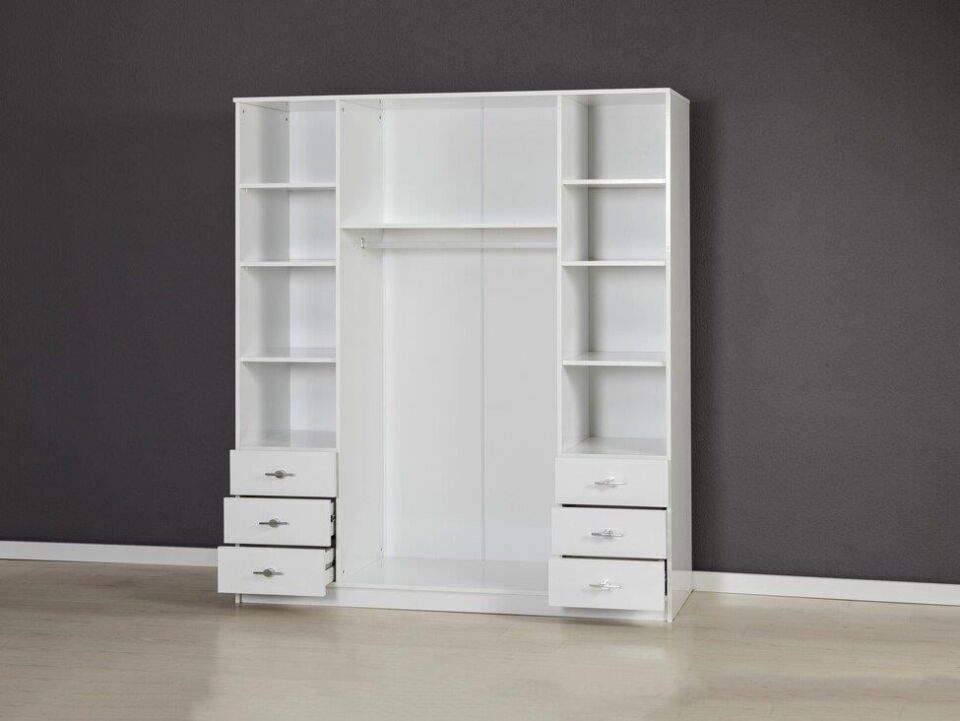 KZN SÜMBÜL KM.24.200 6 ÇEKM.4 KAPAKLI GARDIROP-BEYAZ