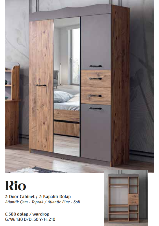 EVART GENÇ RİO E580 3 KAPILI DOLAP