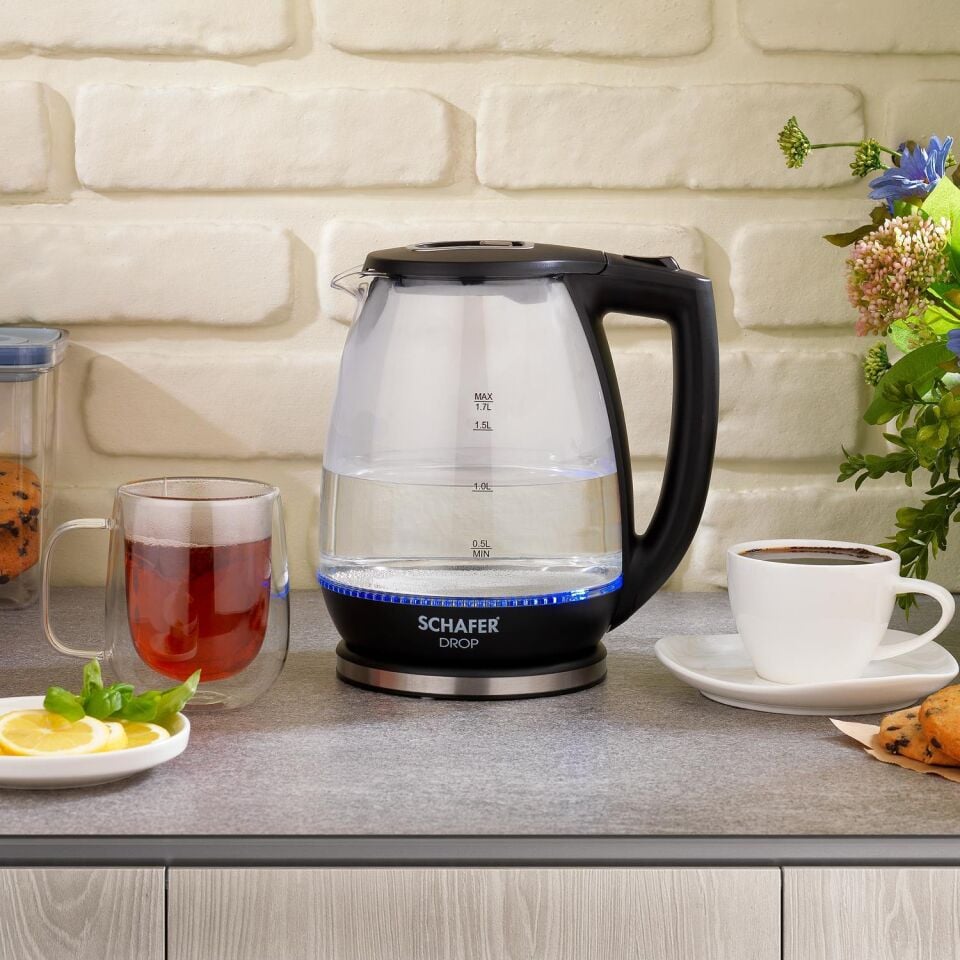 Schafer Drop Cam Su Isıtıcı (Kettle) - Siyah