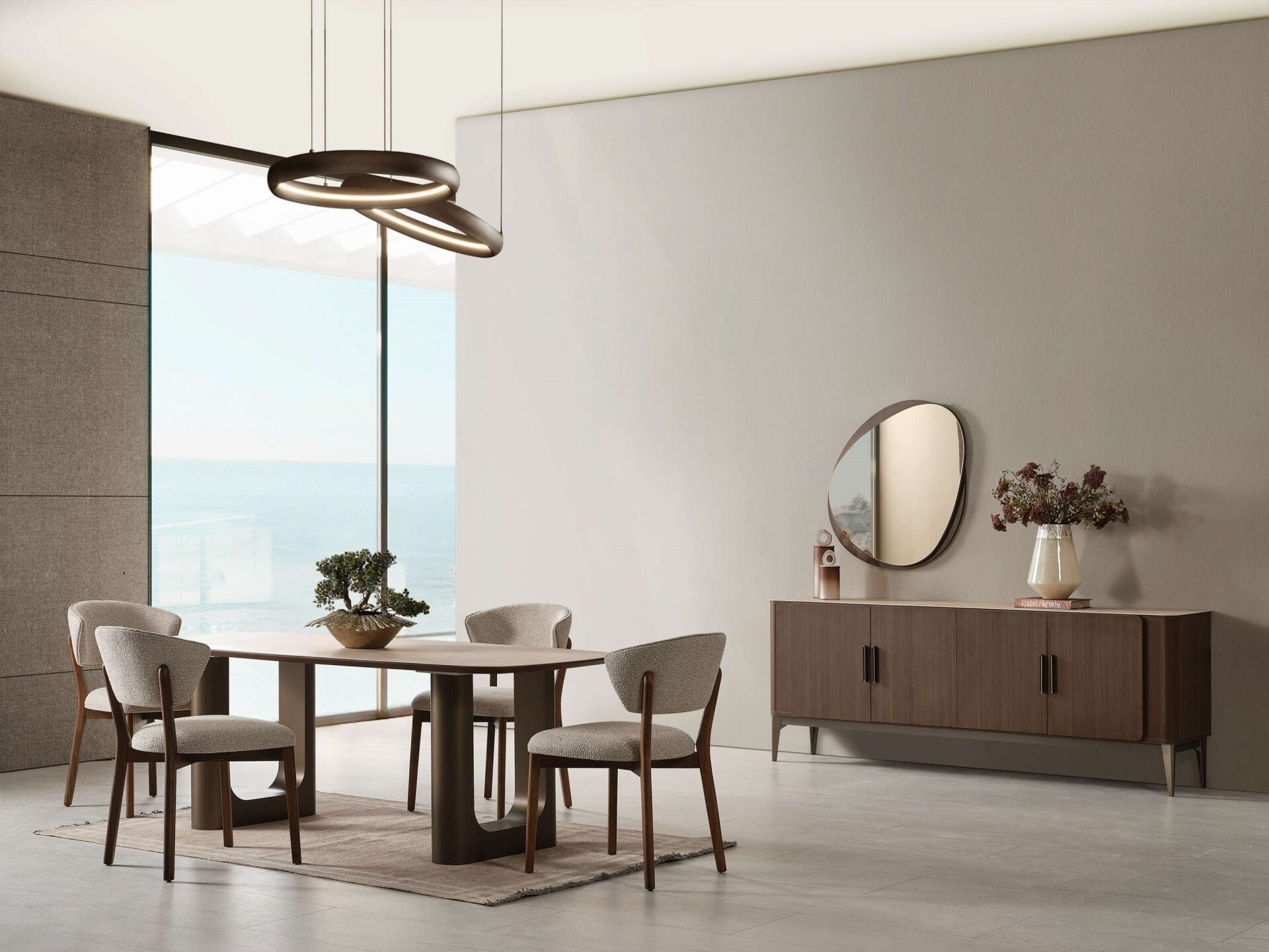 BİGE AURA CEVİZ YEMEK ODASI TAKIMI(AÇILIR MASALI-TV SEHPASI DAHİL)