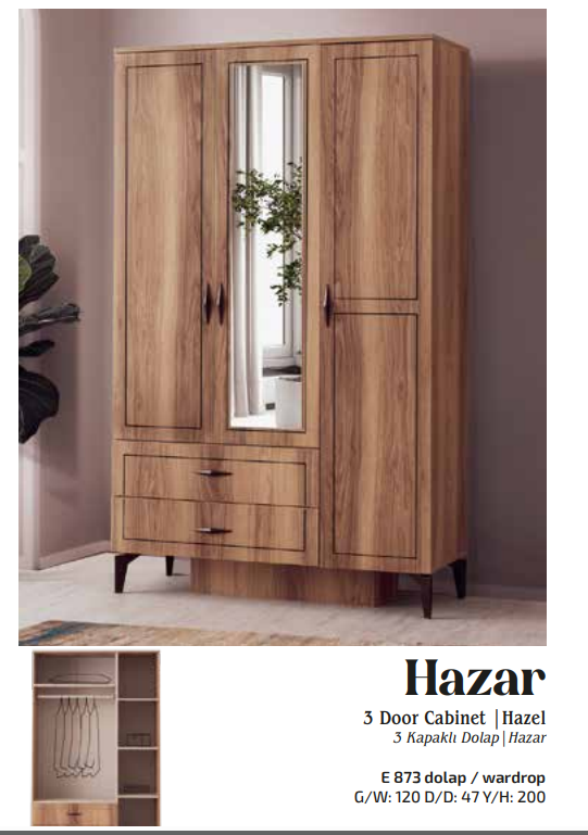 EVART GENÇ HAZAR E873 3 KAPILI DOLAP