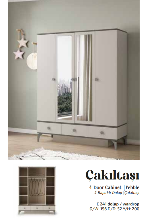 EVART GENÇ HAZAR E241 4 KAPILI DOLAP