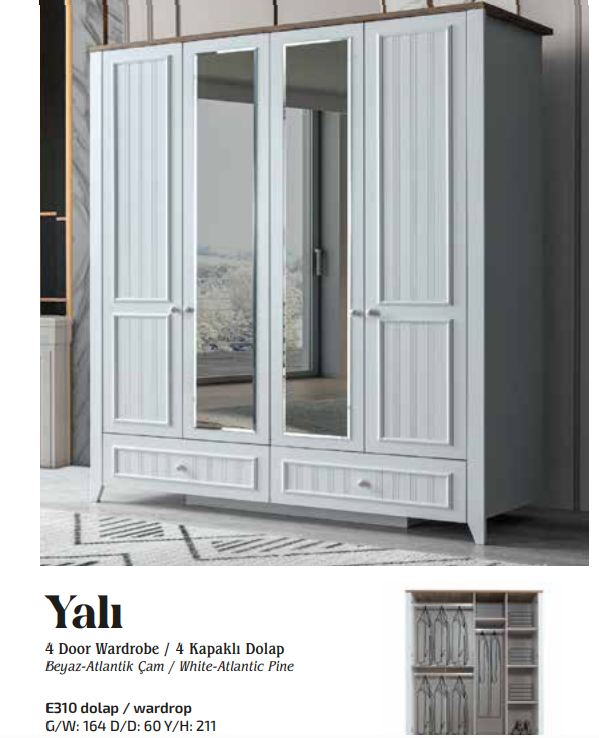 EVART GENÇ BELLA E854 4 KAPILI DOLAP