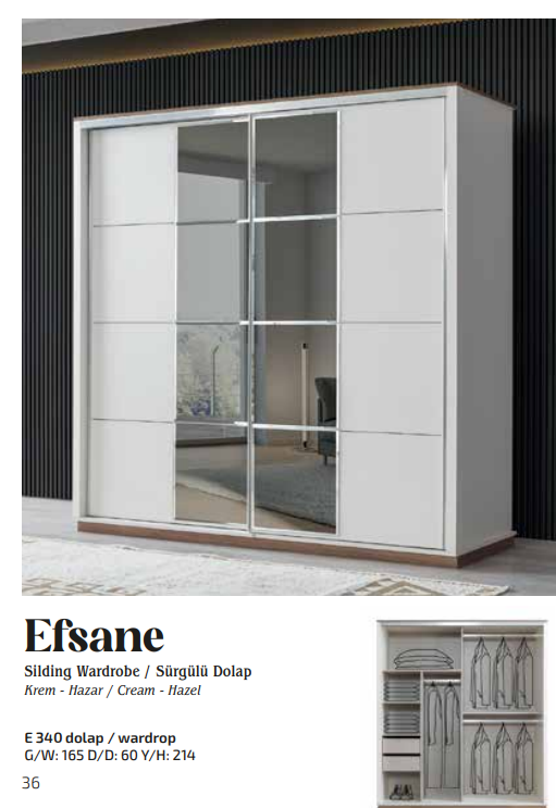 EVART EFSANE E340 165CM SÜRGÜLÜ DOLAP