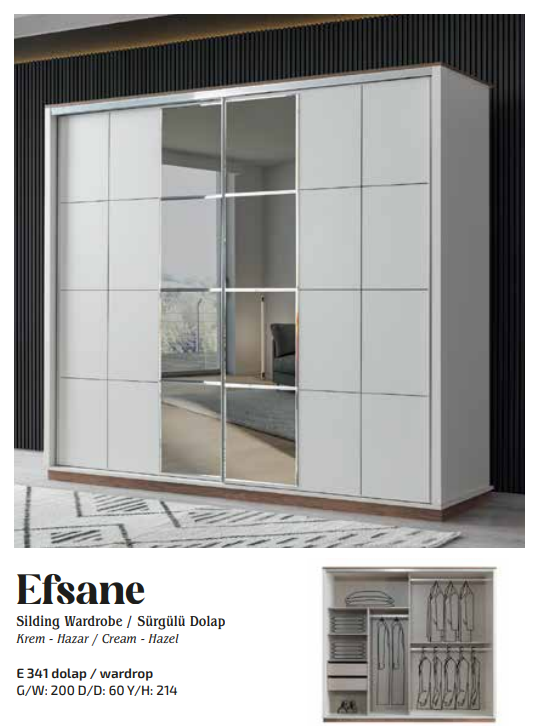 EVART EFSANE E341 200CM SÜRGÜLÜ DOLAP