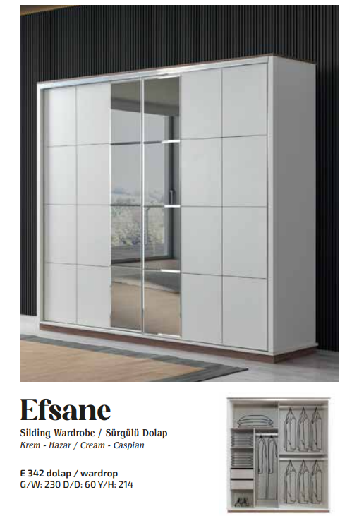 EVART EFSANE E342 230CM SÜRGÜLÜ DOLAP
