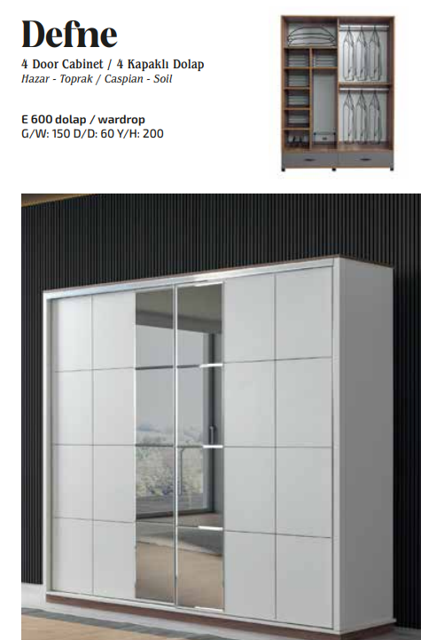EVART DEFNE E600 SÜRGÜLÜ DOLAP