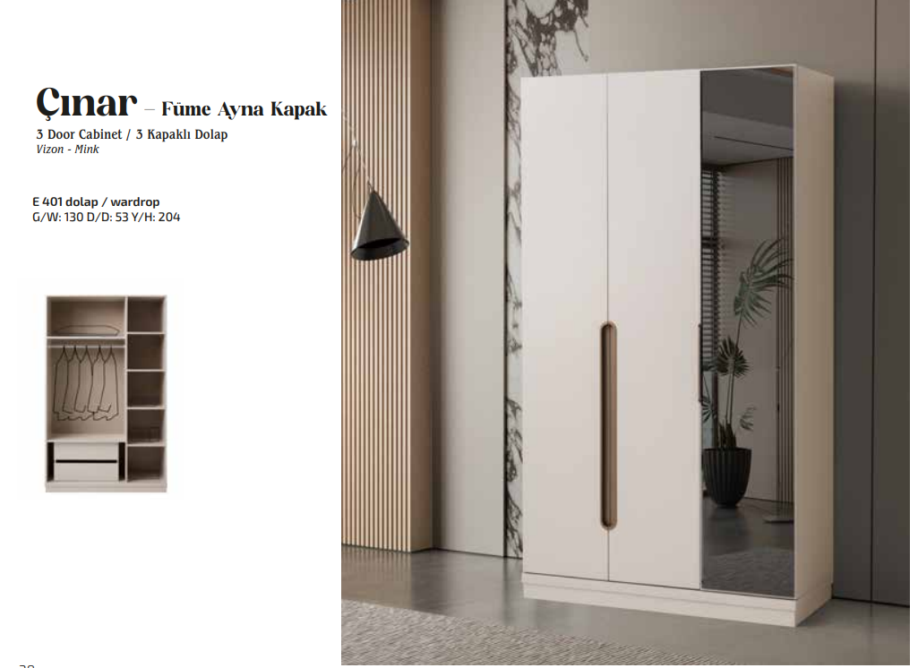 EVART GENÇ ÇINAR E401 3 KAPILI DOLAP