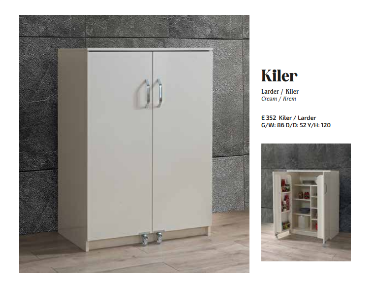 EVART E352 120CM 2 KAPAKLI KİLER DOLABI-KREM