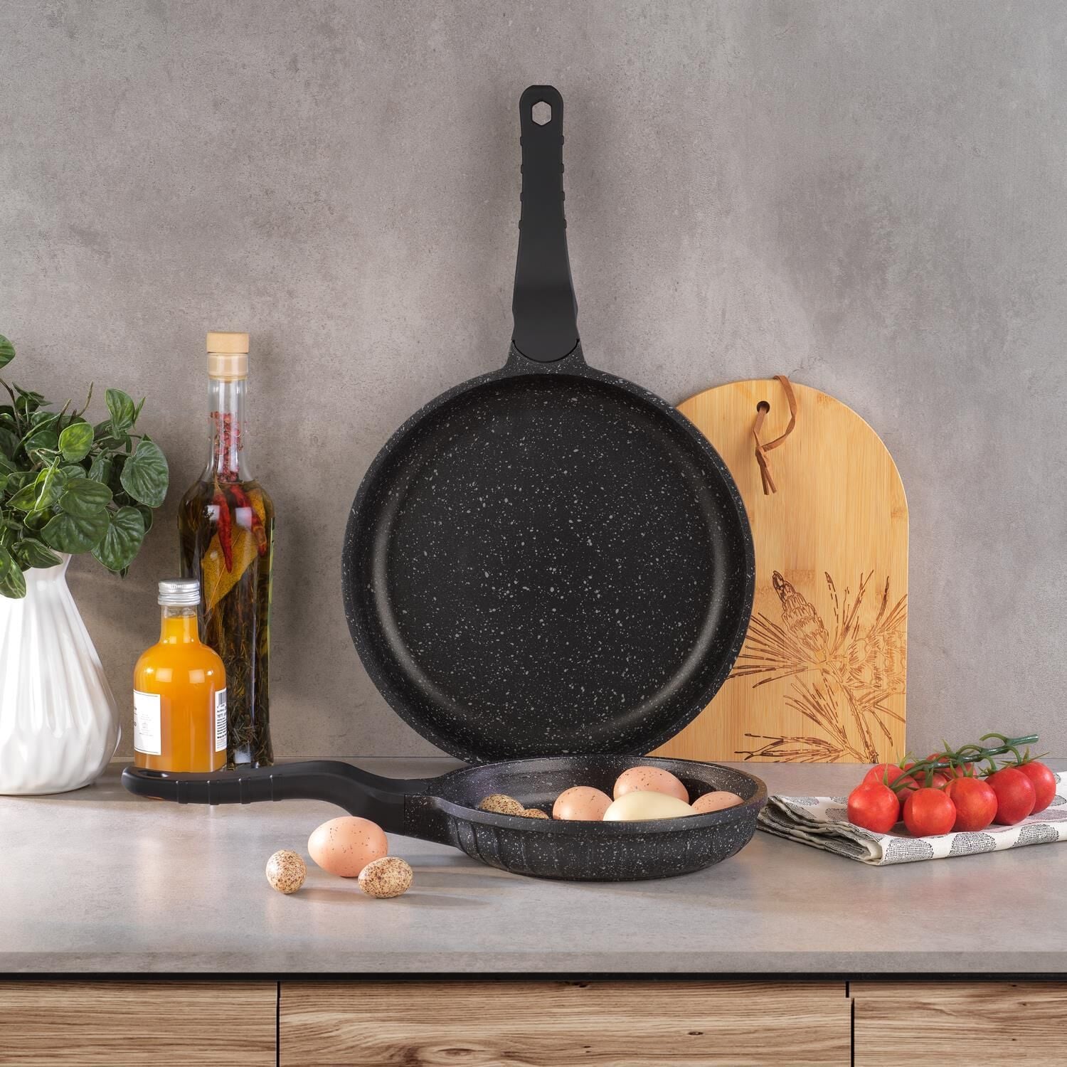 Schafer Famox XL Döküm Tava Seti - 2 Parça - Gri