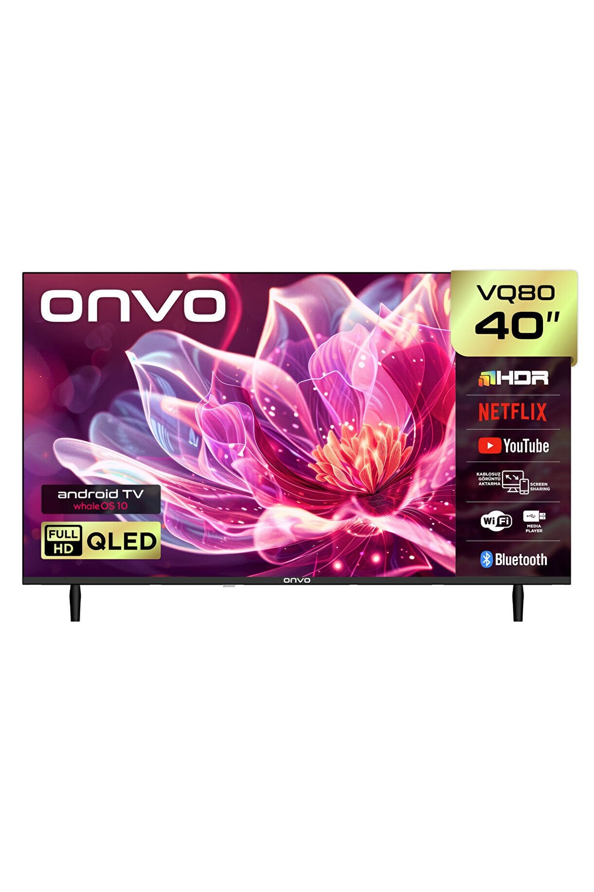 ONVO 40'' WHALE OS 10 ANDROID QLED  TV-40VQ80F2FA