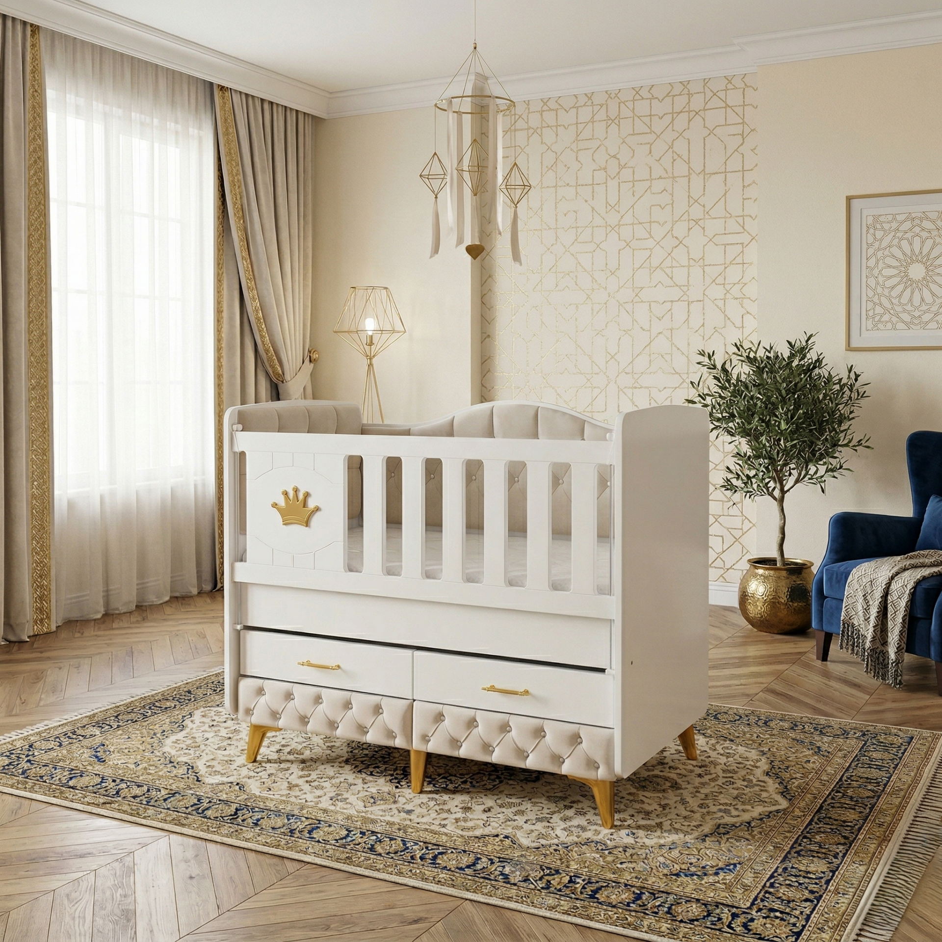 EFENDİ BEBE TEPE 4ÇK KAPİTONELİ 60*120 BEŞİK SETİ(BEŞİK+YATAK)