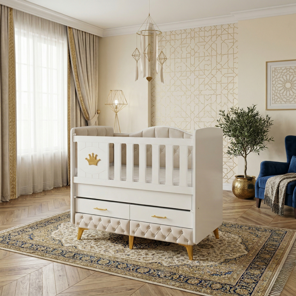 EFENDİ BEBE TEPE 4ÇK KAPİTONELİ 60*120 BEŞİK SETİ(BEŞİK+YATAK)