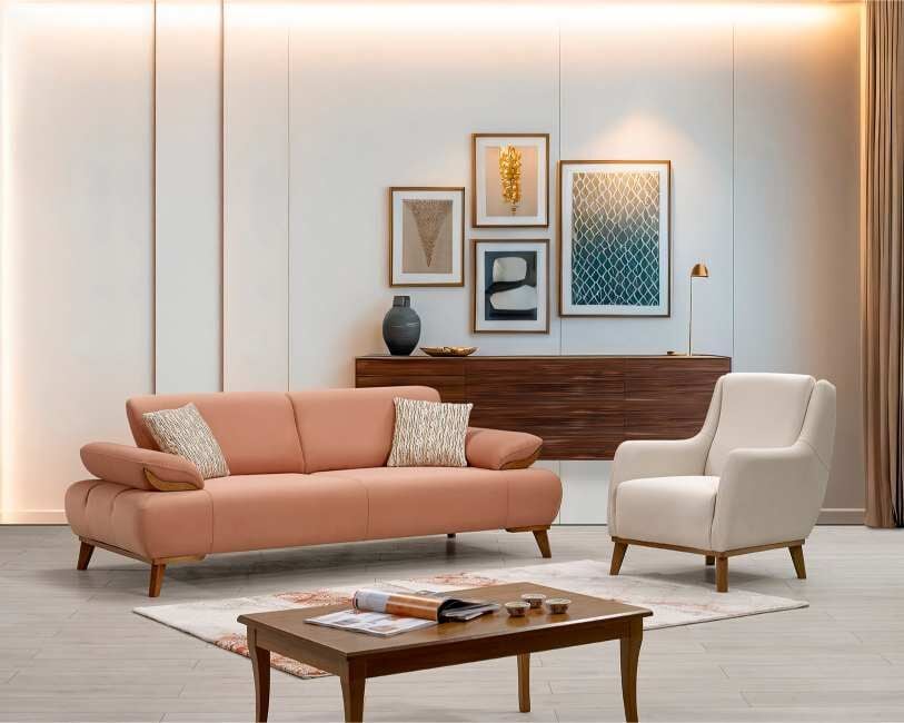 RAHAT HEDEF 3+3+1 KOLTUK TAKIMI(1 3LÜ RHT211 TURUNCU+1 3LÜ RHT212 KREM+TEKLİ RHT215 DESENLİ)