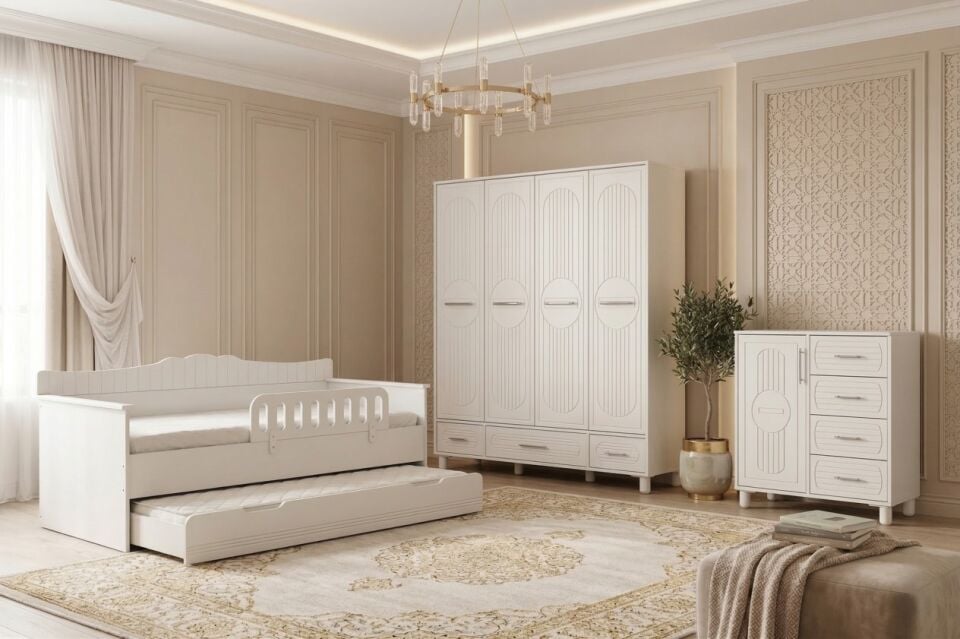 EFENDİ BEBE BAHAR 60*120 BEŞİK SETİ-BEYAZ/BEYAZ(BEŞİK+YATAK+UYKU SETİ+EKO CİBİNLİK)