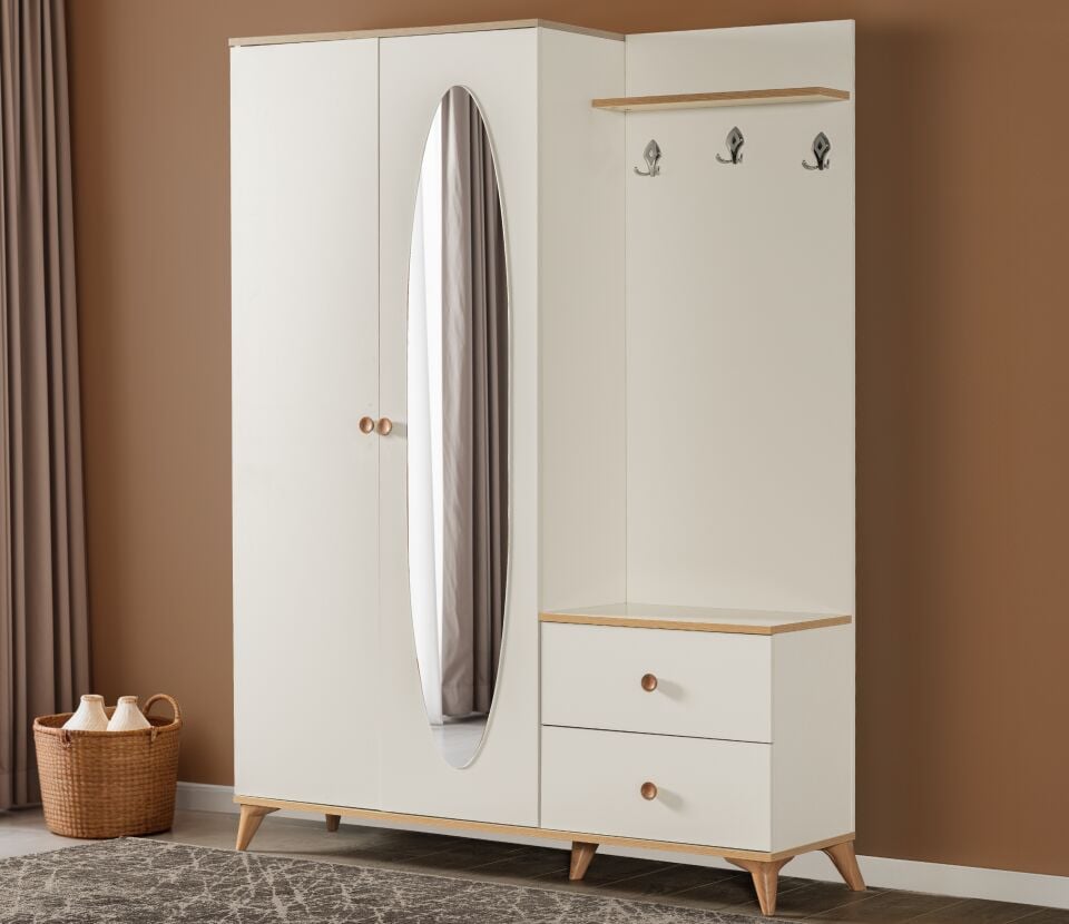 CAPİLON LOFT 3'LÜ KAPAKLI ÇEKMECELİ VESTİYER