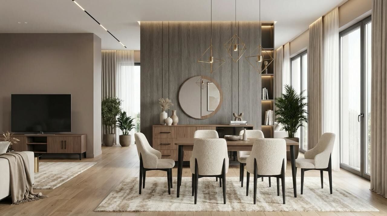 KZN SMART YEMEK ODASI TAKIMI(KONSOL+AYNA+MASA+TV SEHPASI)