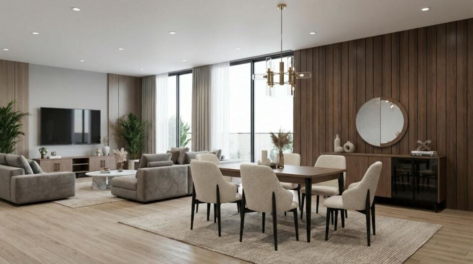 KZN SMART YEMEK ODASI TAKIMI(KONSOL+AYNA+MASA+TV SEHPASI)