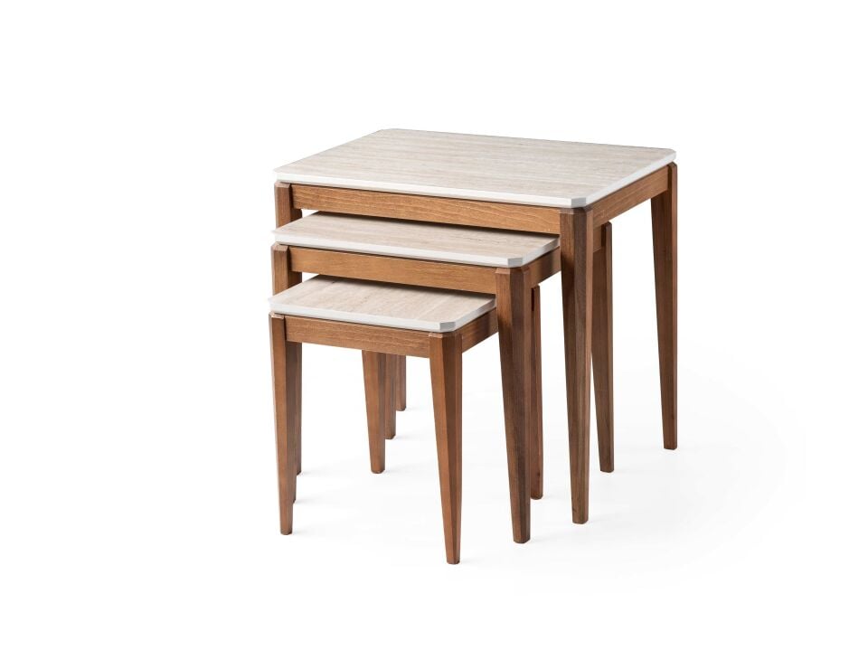 VERALINE LOTUS ZİGON SEHPA-KREM/CEVİZ